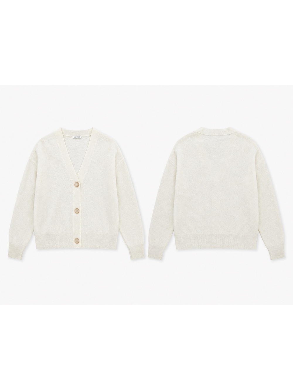 LILYSILK Hestia 100% Brushed Cashmere Cardigan Ivory Cream Women’s L - Picture 2 of 11
